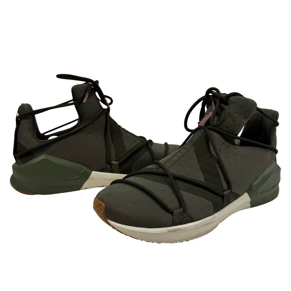 Puma Women's‎ High Top Sneakers Olive Green Wrap Lace Casual Shoes Size 8.5